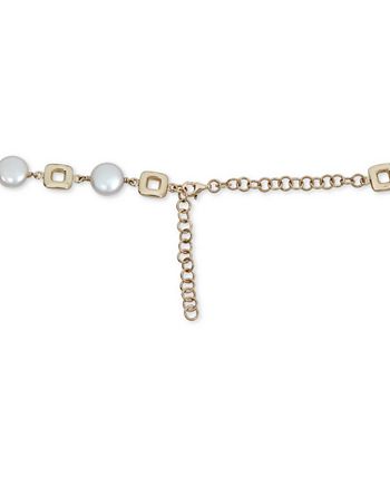 Macy's - Cultured Coin Freshwater Pearl (10mm) Collar Necklace in 14k Gold, 14-1/2" + 2" extender