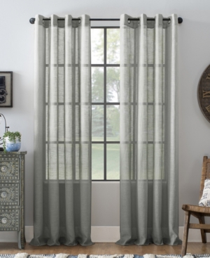 Archaeo Textured Linen 52" X 95" Curtain In Gray