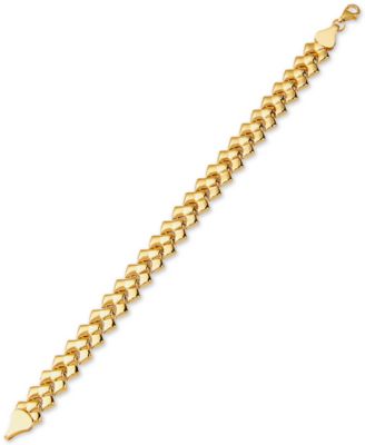 Italian Gold - Stampato Leaf Design Link Bracelet in 10k Gold