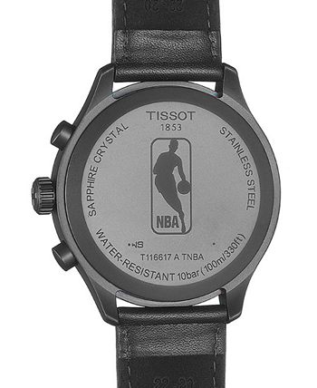 Tissot - Men's Swiss Chronograph Chrono XL NBA Cleveland Cavaliers Black Leather Strap Watch 45mm