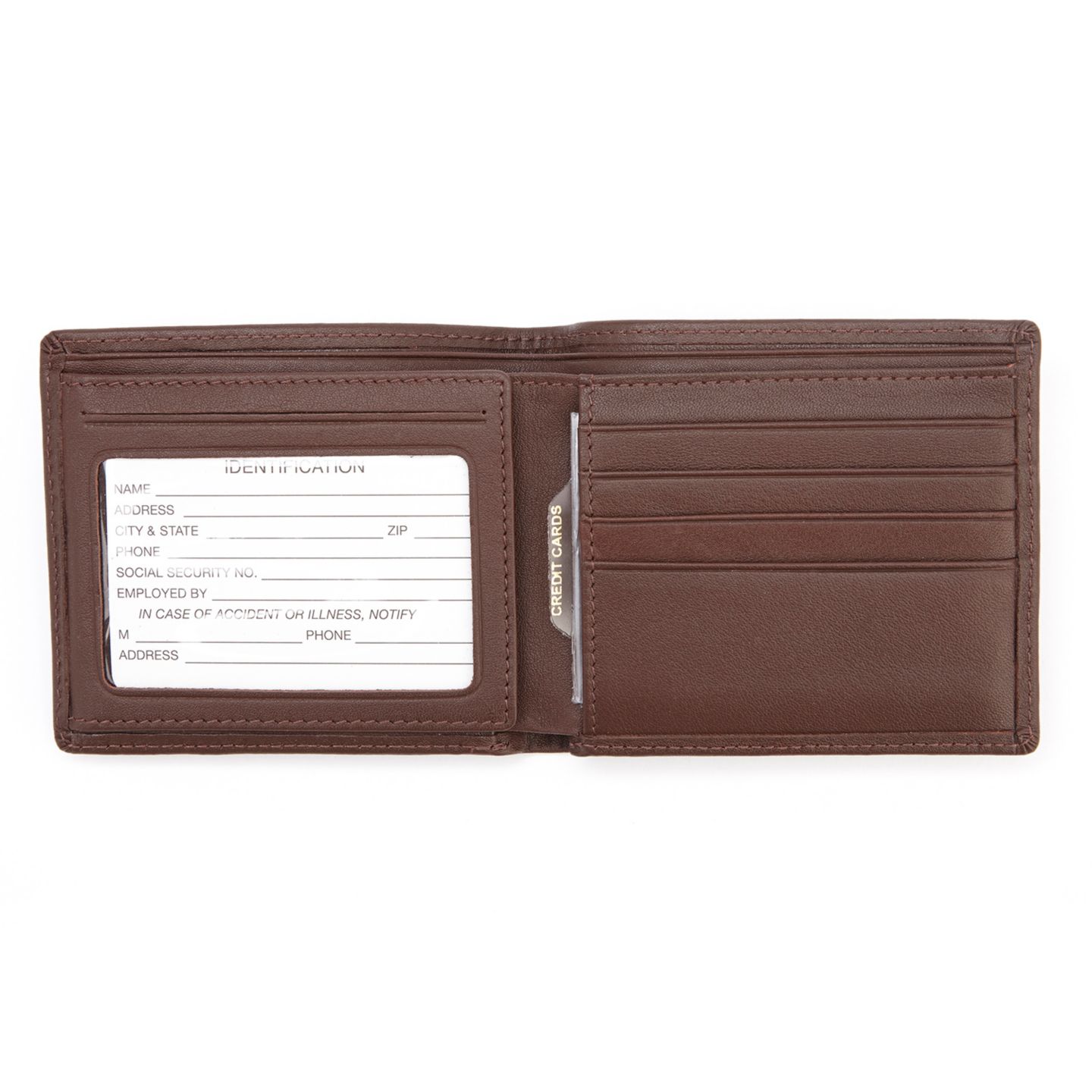 Мужской кошелёк ROYCE New York Bifold Wallet With Double Id Flap, цвет: Коричневый — фото 2