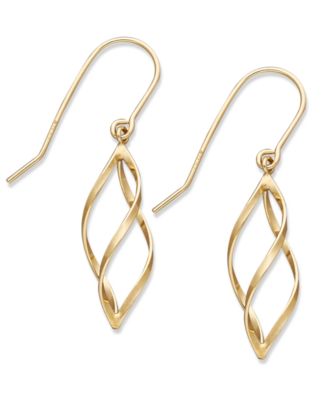 10k Gold Earrings, Spiral Drop Earrings - Macy's