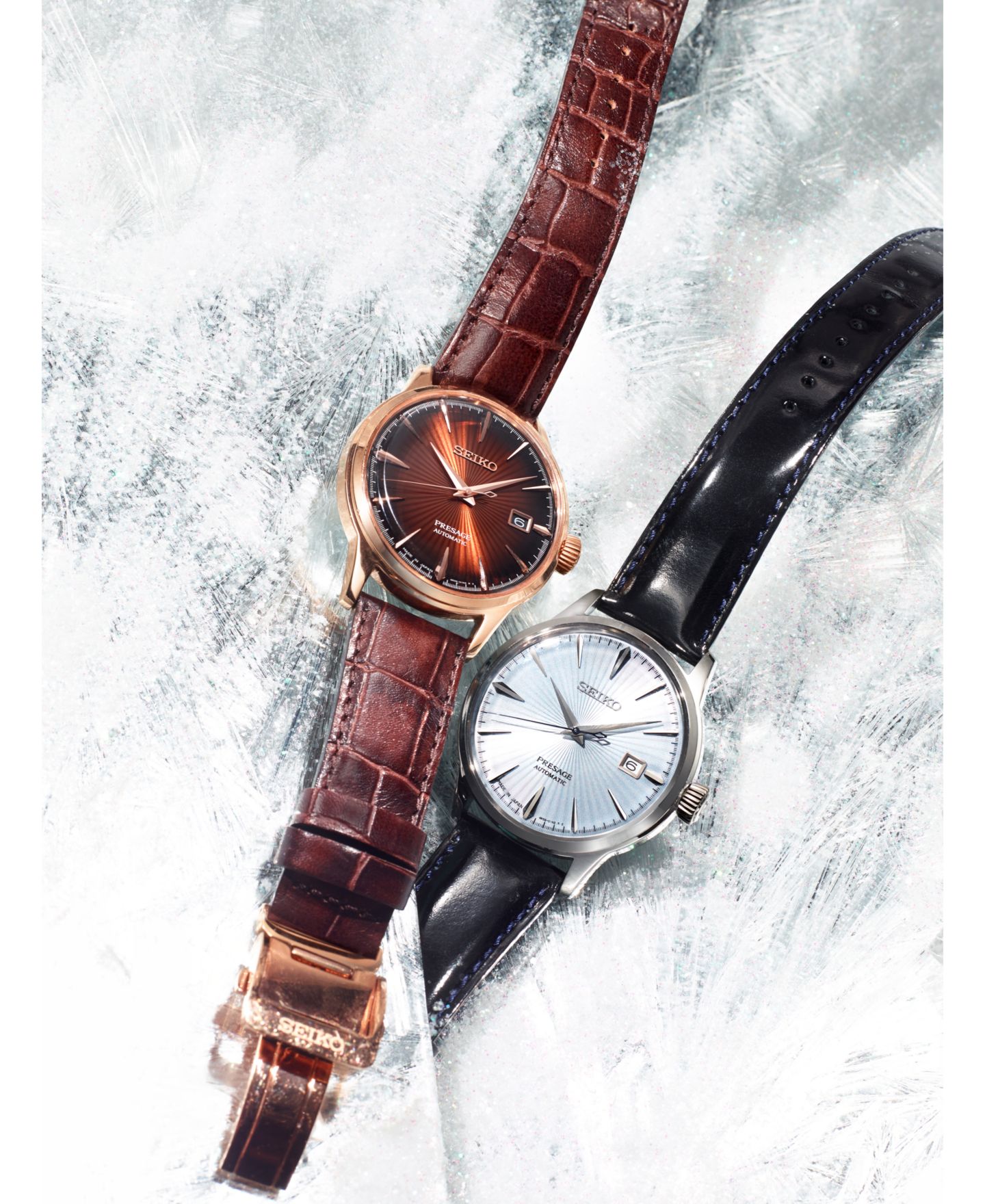 Мужские часы Seiko Automatic Presage Brown Leather Strap Watch 40.5mm — фото 2
