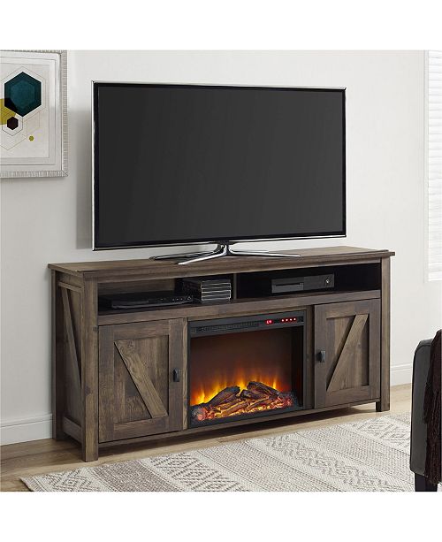 white tv console with fireplace