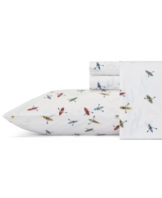 Eddie Bauer - Printed 200-Thread Count Cotton Percale 3-Pc. Sheet Set, Twin Kayak
