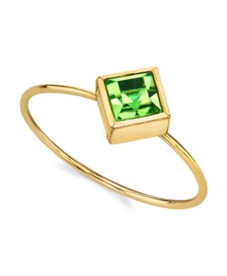 14K Gold-tone Diamond Shaped Crystal Ring