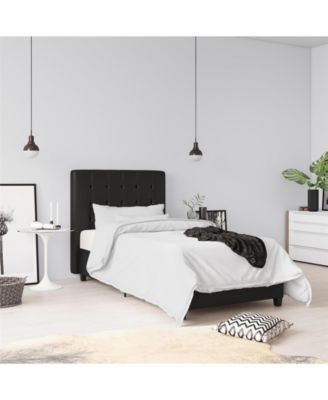 Ameriwood Home - Elvia Twin Upholstered Bed in Black Faux Leather