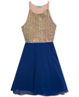 Rare Editions Big Girl's Embellished Tiered Gown Red Size 10