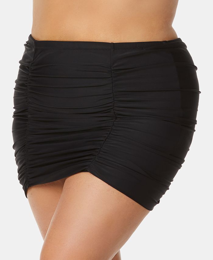 Raisins Curve Trendy Plus Size Ruched TummyControl Swim Skirt Macy's