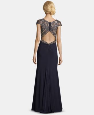 Betsy & Adam Embellished Open-Back Gown - Macy's