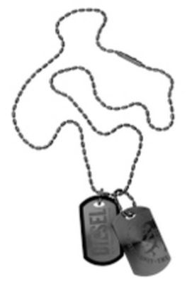 Diesel - Men's Double Dog Tag Black Pendant Necklace