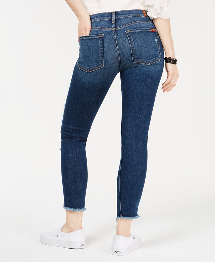 7 For All Mankind Curved-Seam Ripped Jeans - Macy's