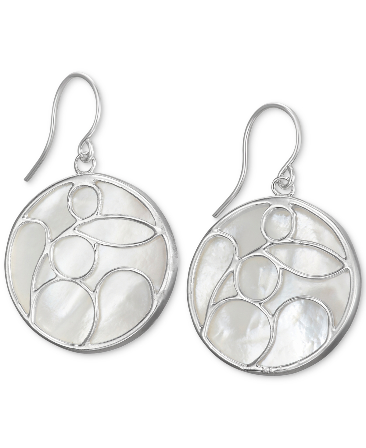 Macy's Mother-of-pearl Decorated Drop Earrings In Sterling Silver