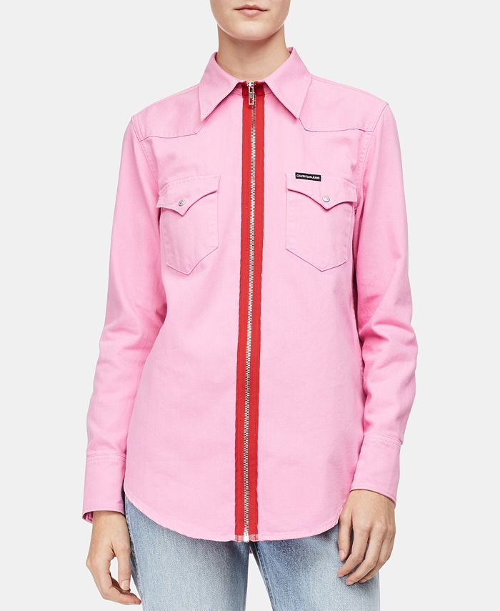 Calvin Klein Jeans Cotton Western Shirt & Reviews - Tops - Juniors - Macy's