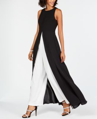 jumpsuit with dress overlay