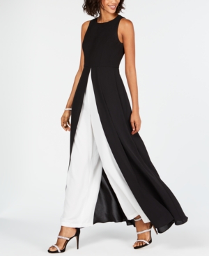 image of Adrianna Papell Colorblocked Overlay Jumpsuit