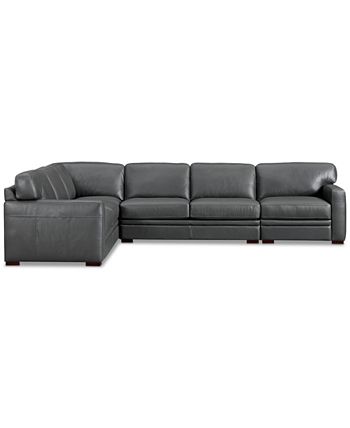 Furniture - Avenell 3-Pc. Leather Sleeper Sectional with Chair