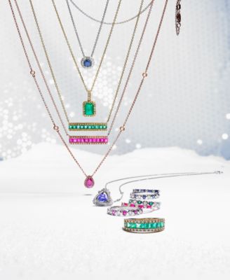 EFFY&reg; Sapphire (1/3 ct. t.w.) & Diamond (1/8 ct. t.w.) Stacking Ring in 14k White Gold (Also Available in Emerald)