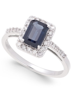 image of Sapphire (1-1/6 ct. t.w.) & Diamond (1/4 ct. t.w.) Ring in 14k White Gold