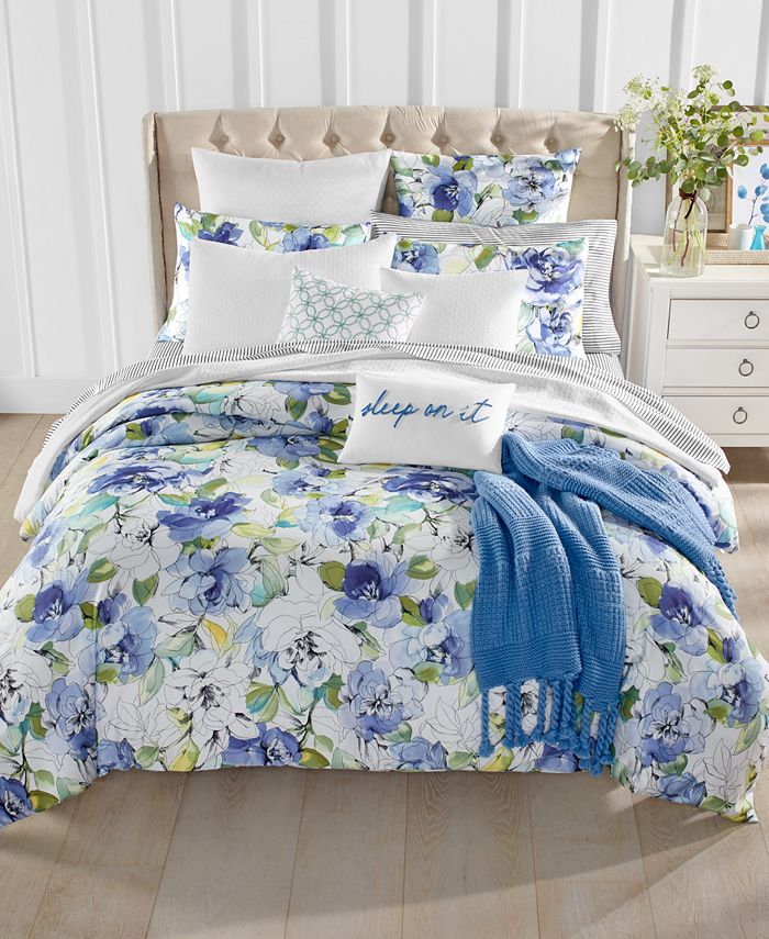 Charter Club CLOSEOUT! Sketch Floral 300 Thread Count 2-Pc. Twin ...