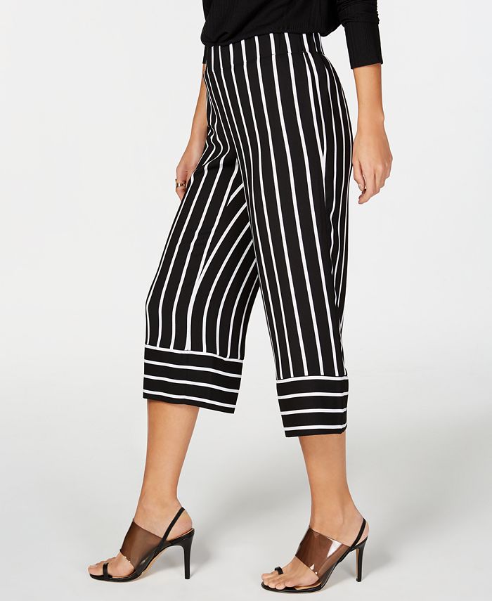 striped wide leg cropped pants