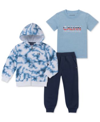 Calvin Klein - Little Boys 3-Pc. Full-Zip Hoodie, T-Shirt & Joggers Set