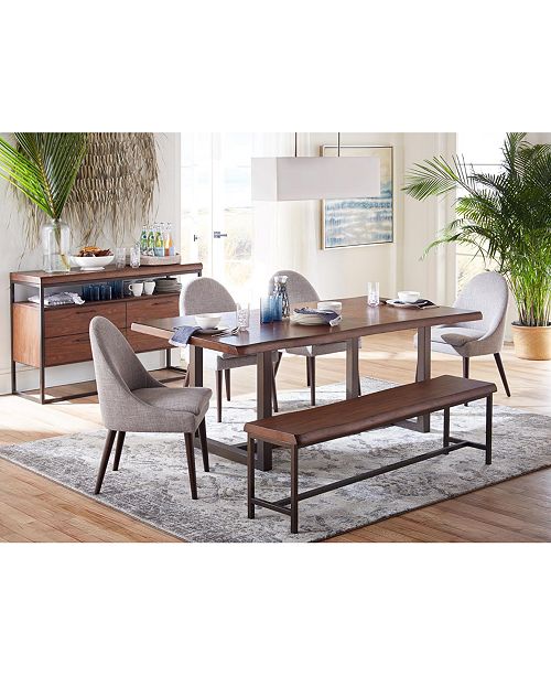 Everly Dining Furniture 6 Pc Set Table 4 Round Back Side Chairs Bench Created For Macy S
