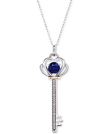 Sapphire (3/4 ct. t.w.) & Diamond Accent Key 18" Pendant Necklace in Sterling Silver & 10K Gold