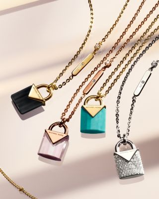 michael kors padlock necklace rose gold