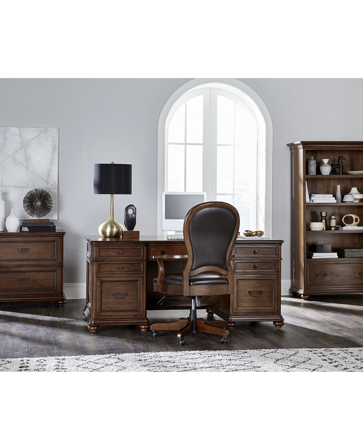 Furniture Clinton Hill Cherry Home Office Executive Desk In Brown