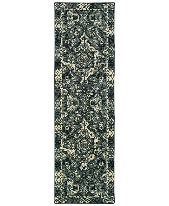 Oriental Weavers - Luna 5603K Black/Ivory 2'3" x 7'6" Runner Area Rug