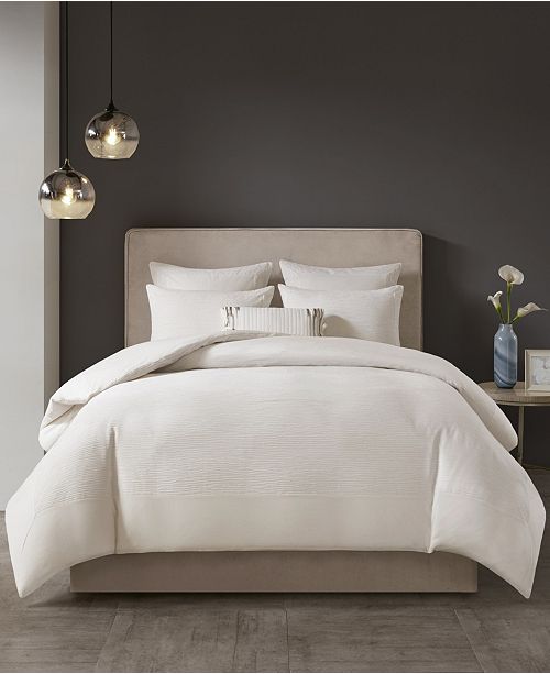 Natori Hanae King Cotton Blend Yarn Dyed 3 Piece Duvet Cover Set