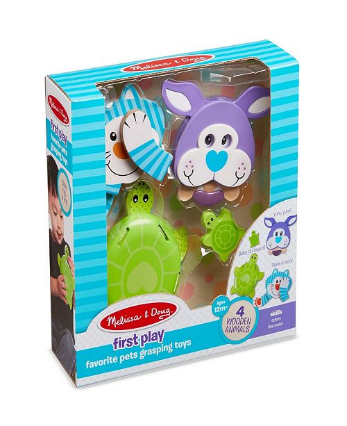 Melissa and Doug Melissa & Doug First Play Favorite Pets Wooden Grasping Toys for Baby and
