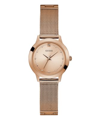 GUESS Women's Rose Gold Diamond Mesh watch 25MM, Created for Macy's ...