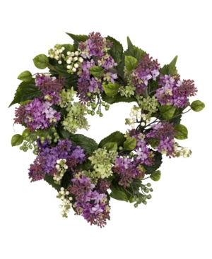 Nearly Natural 20" Hanel Lilac Wreath In Purple