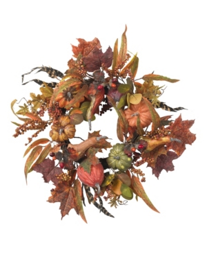 Nearly Natural 24" Pumpkin And Berry Wreath In Autumn