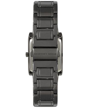 Geoffrey Beene Black Embossed Dial Genuine Diamond Bracelet Watch - Macy's
