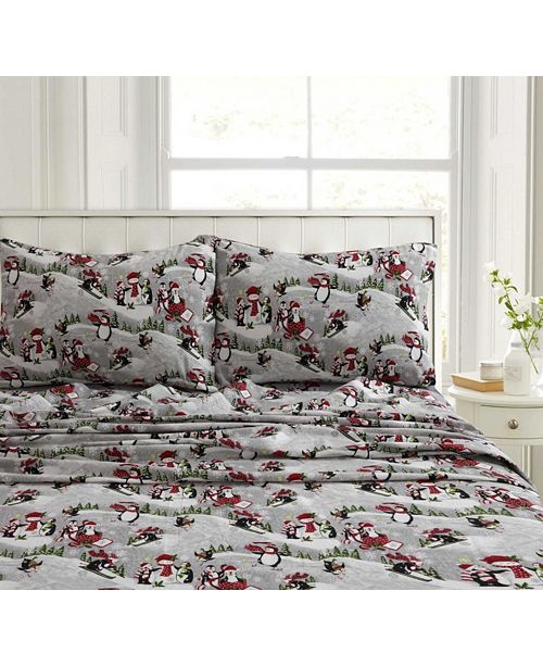 Tribeca Living Holiday Print Heavyweight Flannel Extra Deep Pocket