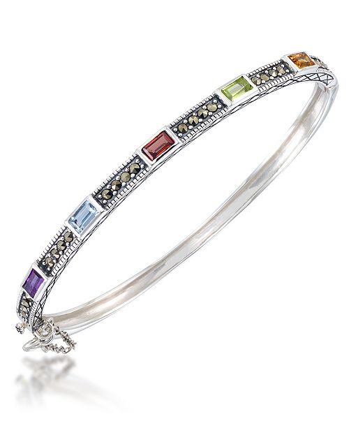 Macy S Multi Color Stones Marcasite Bangle In Sterling Silver Reviews Bracelets Jewelry Watches Macy S