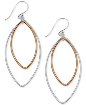 image of Essentials Marquise Two-Tone Drop Earrings in Silver- & Gold-Plate