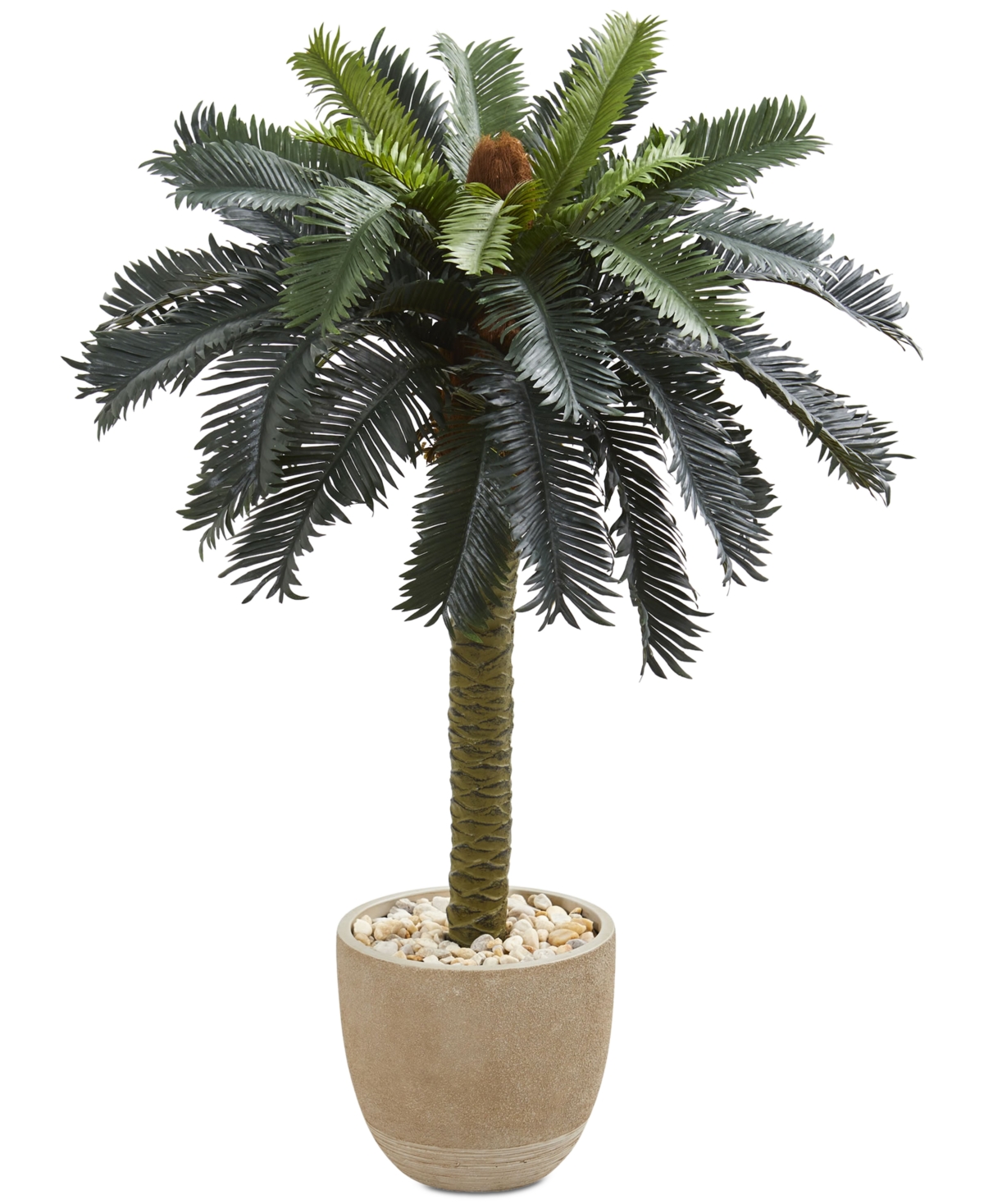 3.5' Sago Palm Artificial Tree in Sandstone-Finish Planter - Green