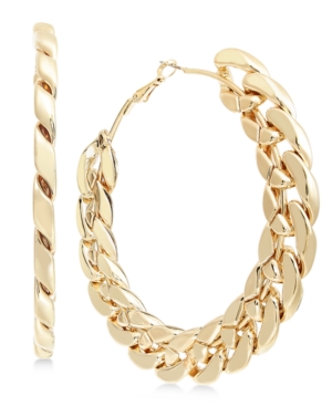 image of Thalia Sodi Gold-Tone Chain Link Large Hoop Earrings, Created for Macy-s