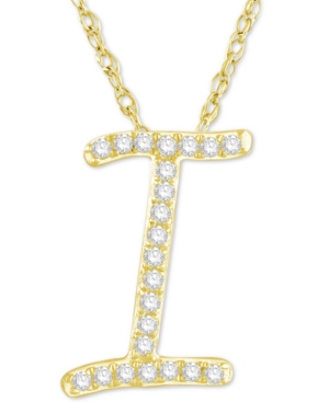 image of Diamond Initial Pendant Necklace (1/10 ct. t.w.) in 14k Gold Over Sterling Silver, 16