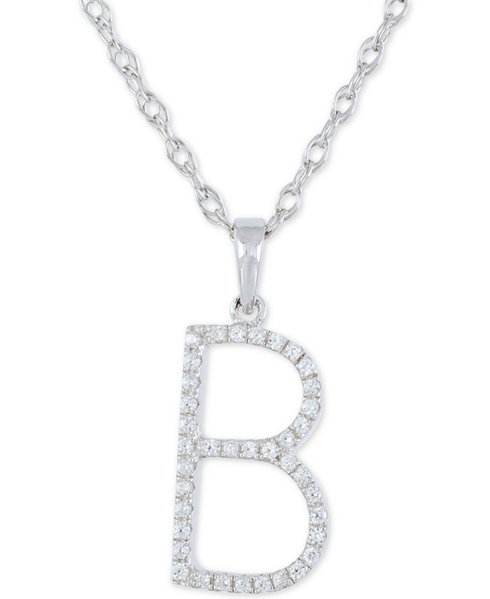 1/10 CT. T.W. Diamond V Initial Necklace in 10K Gold - 17