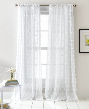 DKNY ELLA POMPOM DOT 50" X 96" SHEER CURTAIN SET