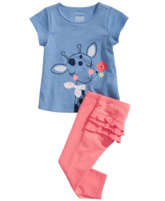 First Impressions Baby Girls Giraffe-Print T-Shirt & Ruffled-Back Leggings, Created for Macy's	