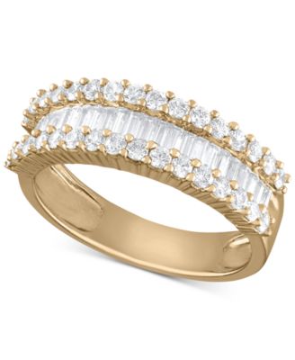 Macy's Diamond Baguette Cluster Band (1 ct. t.w.) in 14k White, Yellow ...