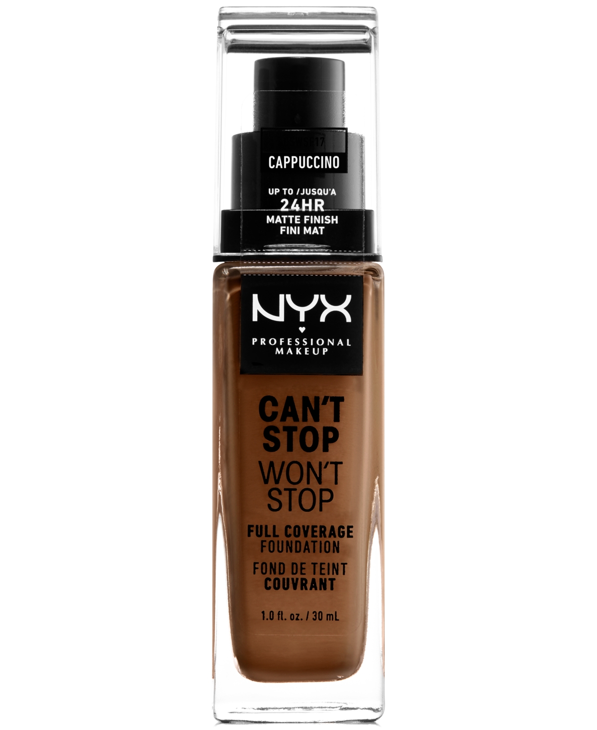 Shop Nyx Professional Makeup Can't Stop Won't Stop Full Coverage Foundation, 1-oz. In Cappuccino (medium Deep,warm Undertone)