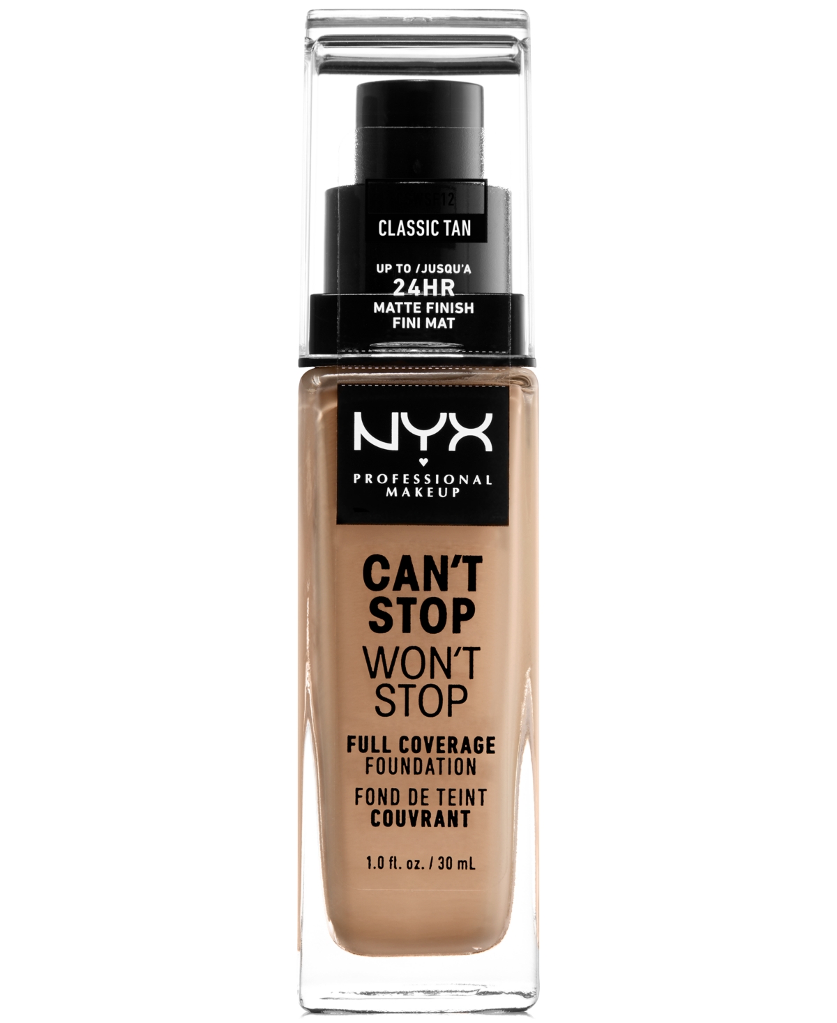 Nyx Professional Makeup Can't Stop Won't Stop Full Coverage Foundation, 1-oz. In Classic Tan (tan,pink Undertone)