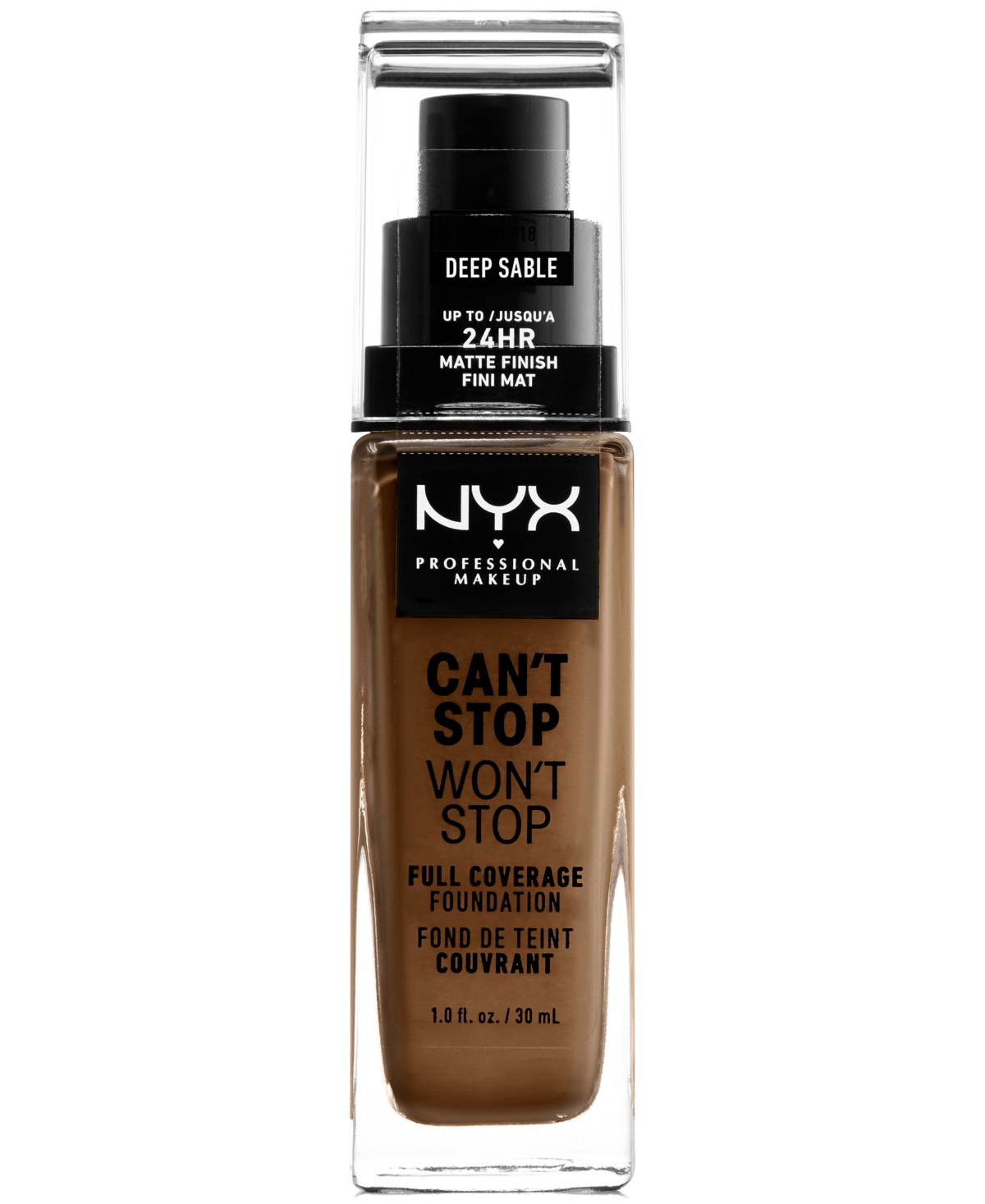 Shop Nyx Professional Makeup Can't Stop Won't Stop Full Coverage Foundation, 1-oz. In Deep Sable (deep,neutral Undertone)